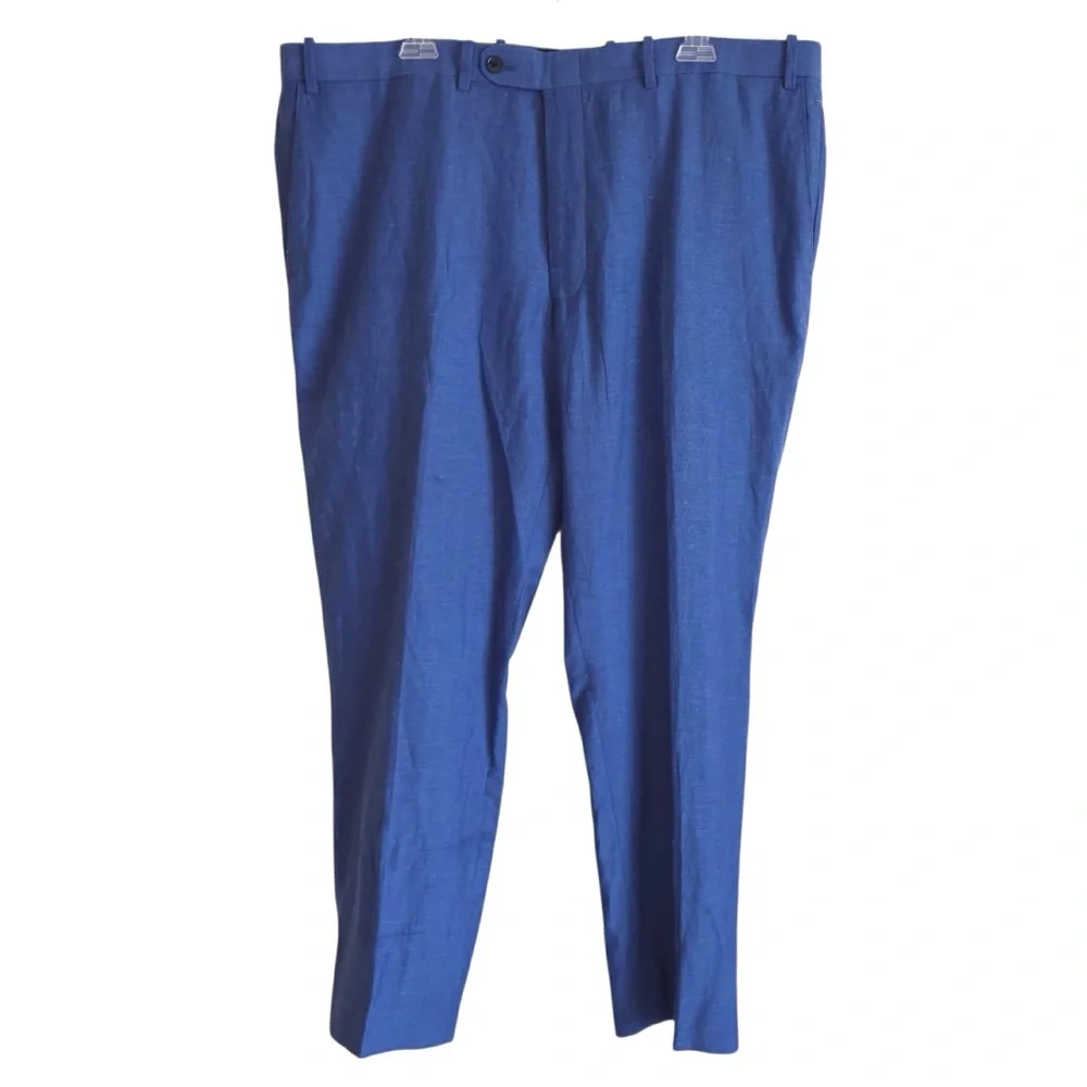 Peter Millar Harker Blue Nubby Linen Wool Blend Trouser Pant Size 42 X 28 1/2